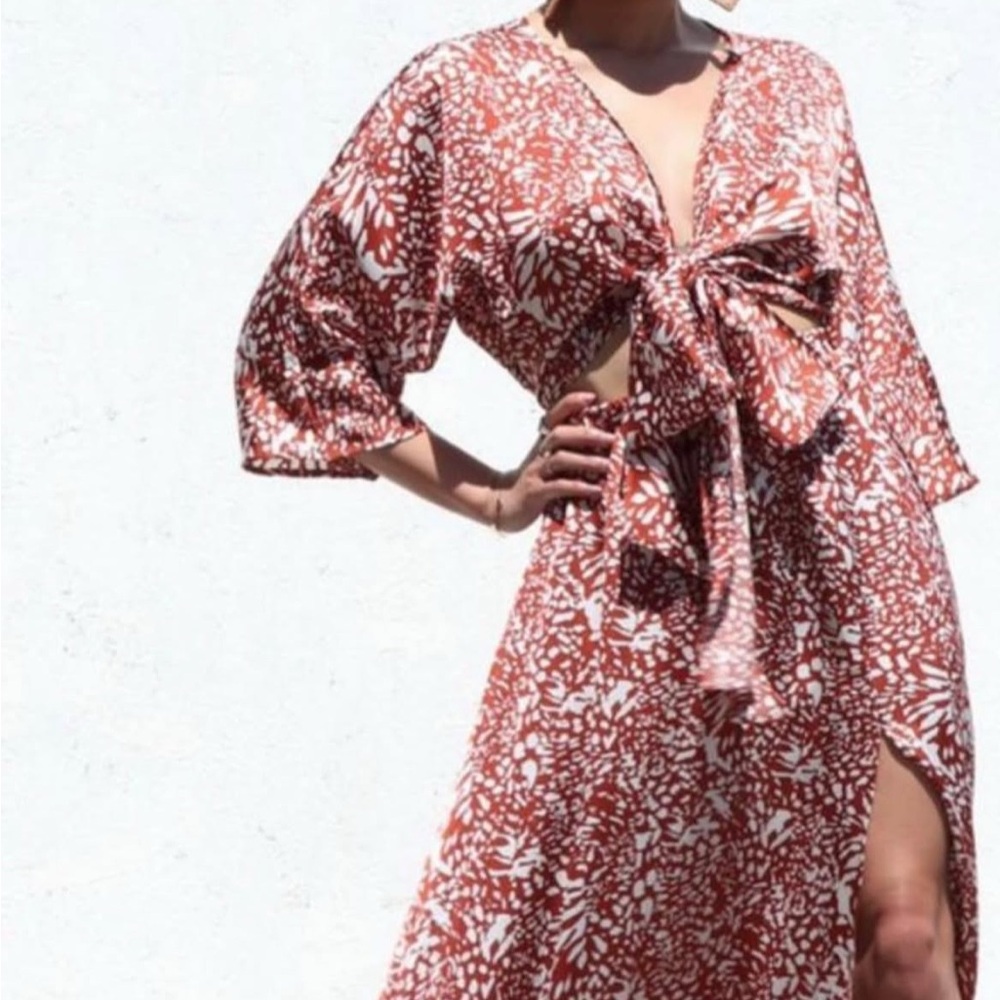Red and White Floral Maxi Dress